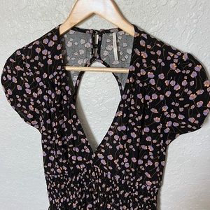 Free people backless caps sleeved floral dress